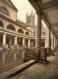 Romerske bade og kloster, Bath, ca. 1890-1900 (fotokromtryk) af Detroit Publishing Co.