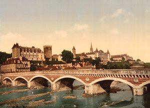 The castle and bridge, Pau, Pyrenees, c.1890-1900dani af Detroit Publishing Co.