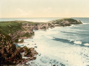Towan Head, Newquay, Cornwall, England, fotokromtryk, ca. 1900 af Detroit Publishing Co.