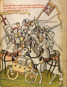 Kampscene under de katolske korstog mod hussitterne, tilhængere af Jan Hus (eller Jean Huss af Diebold (workshop) Lauber