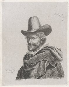 Portræt af Peter Paul Rubens med kappe og høj hat