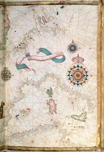 Korsika, Sardinien og Sicilien, detalje fra et verdensatlas, 1565