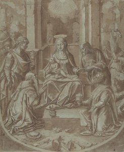 Tegneserien The Adoration of the Magi til et broderi, 1587-89. af Diego Lopez de Escuriaz.