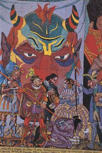 Nærbillede af et maleri, Insurgentes-teatret, Mexico City, Mexico af Diego Rivera