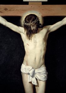 Kristus korsfæstede detalje. Maleri af Diego Rodriguez de Silva y Velazquez (1599-1660) af Diego Velázquez