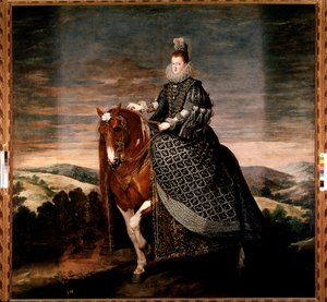Ridesportræt af dronning Margarita af Østrig (olie på lærred af Diego Velázquez