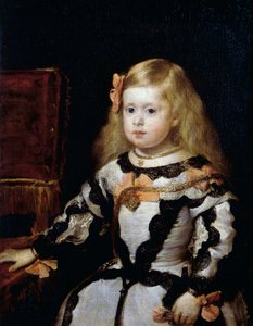 Portræt af Infanta Margarita (1651-1673) datter af kong Filip IV af Spanien og hans anden hustru Mariana af Østrig af Diego Velázquez