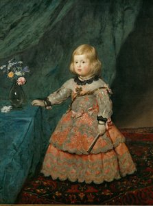 Infanta Margarita Teresa i en lyserød kjole ... (maleri på lærred) af Diego Rodriguez de Silva y Velazquez