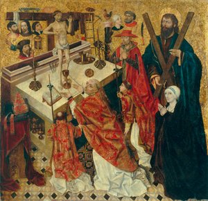 Messe de saint Gregoire - Sankt Gregor den Stores messe - Maleri af Diego de la Cruz (aktiv 1482-1500) - før 1480 - Olie på træ - 168x168 - Museu Nacional d
