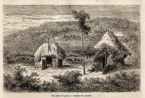 En poststafet mellem Bukarest og Pitesti. Gravering til illustration af rejsen fra Paris til Bukarest (Rumænien), i 1860, af Lancelot, designer, i "Le tour du monde, nouveau journal des voyages", udgivet under ledelse af Edouard Charton