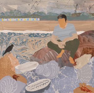 Strandhytter  fossiler (collage) af Dione Verulam