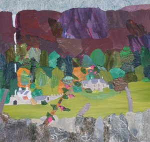 Fuchsia ved Carsaig (collage) af Dione Verulam