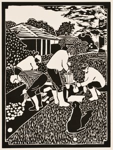 Årets måneder: Oktober, 2012 (linoleumssnit) af Dione Verulam