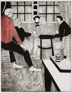 Broens lærer (collagraph) af Dione Verulam