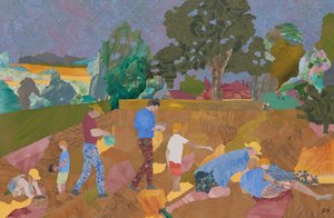 Høst af gul rangle (collage) af Dione Verulam