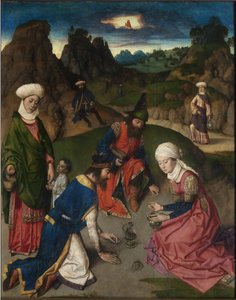 Polyptykon om den sidste nadver: ""høsten af ​​manna"" Maleri af Dirk Bouts (1410/20-1475) 1464-1468 Louvain, Saint Pierre kirke