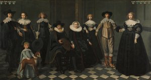 Portræt af familien af Dirck Bas Jacobsz, borgmester i Amsterdam af Dirck Dircksz. van Santvoort