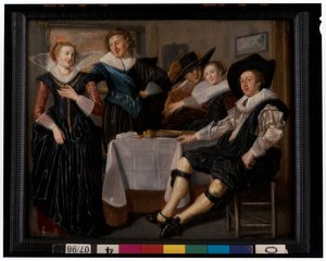 Et lystigt selskab i et interiør af Dirck Hals