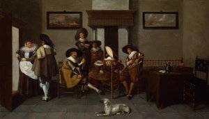 Dirck hals, elegant kl. Mænd og en tjenestepige