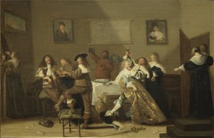 Scene de taverne - Tavern Scene, af Hals, Dirck (1591-1656). Olie på træ