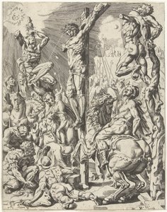 Kristus på korset Menneskehedens fald og forløsning gennem Kristi liv og lidenskab (serietitel) af Dirck Volckertsz. Coornhert (attributed to)