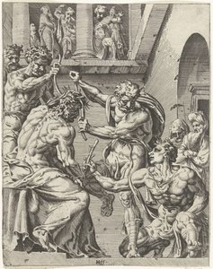 Kristus er kronet med tornekronen Menneskehedens fald og forløsning gennem Kristi liv og lidenskab (serietitel) af Dirck Volckertsz. Coornhert (attributed to)