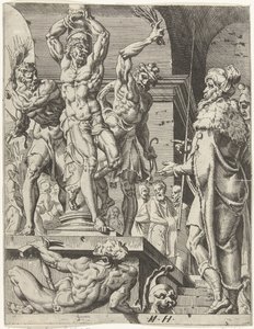 Kristi flagelation Menneskehedens fald og forløsning gennem Kristi liv og lidenskab (serietitel) af Dirck Volckertsz. Coornhert (attributed to)