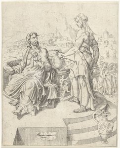 Samtale med den samaritanske kvinde Menneskehedens fald og forløsning gennem Kristi liv og lidenskab (serietitel) af Dirck Volckertsz. Coornhert (attributed to)