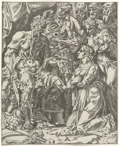 Judith voor Holofernes Judith i Holofernes (serietitel) af Dirck Volckertsz. Coornhert (attributed to)