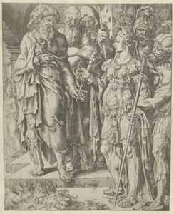 Tamar viser sikkerhedsstillelsen Judas og Tamars historie (serietitel) af Dirck Volckertsz. Coornhert (attributed to)
