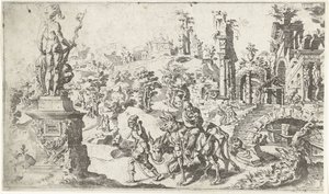 Flyvning til Egypten af Dirck Volckertsz. Coornhert (attributed to)