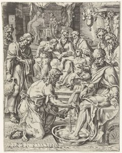 fodvask Menneskehedens fald og forløsning gennem Kristi liv og lidenskab (serietitel) af Dirck Volckertsz. Coornhert (attributed to)