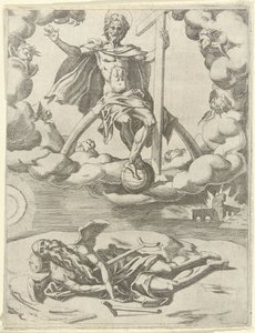 Kristus erobrer tiden Triumphs of Petrarch (serietitel) af Dirck Volckertsz. Coornhert (possibly)