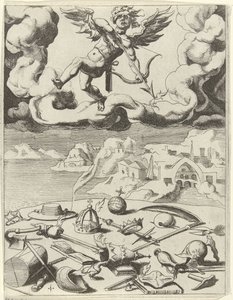 Sensuel kærlighed besejrer jordiske sysler Triumphs of Petrarch (serietitel) af Dirck Volckertsz. Coornhert (possibly)