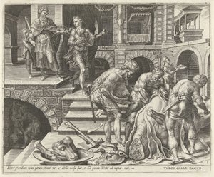 Forberedelser til bryllupsfesten Lignelse om en bryllupsfest (serietitel) af Dirck Volckertsz. Coornhert