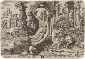 Bileam og englen af Dirck Volckertz Coornhert, after Maerten van Heemskerck
