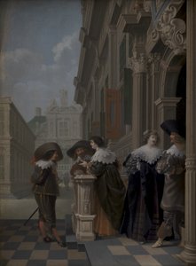 Samtale uden for et palads af Dirck van Delen