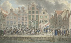 Anti-engelsk demonstration i Rotterdam, 2. marts 1781 af Dirk Langendijk (signed by artist)