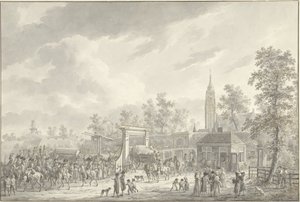 Garnisonens afgang fra Amersfoort i 1790 af Dirk Langendijk (signed by artist)