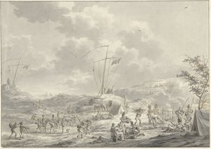 Den russiske hærs lejr ved Callantsoog i 1799 af Dirk Langendijk