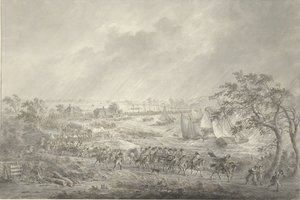 Krydsning af de engelske og hannoveranske tropper fra Nijmegen til fasten over skibsbroen over Waal, 7. november 1794