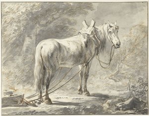 Hest foran en slæde, til højre