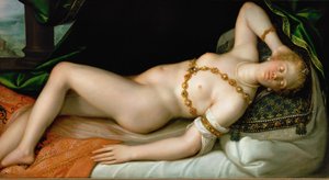 Sleeping Venus (maleri på egetræ) af Dirk de Quade van Ravesteyn