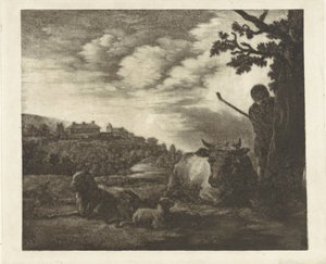 Landskab med en hyrde af Dirk van der Toorn