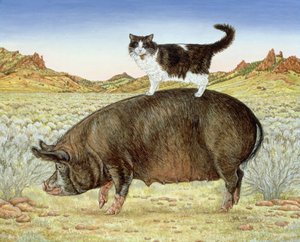 Piggyback-Riding ved Breteche Creek, 1995 (akryl på panel) af Ditz