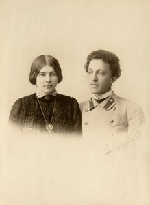 Portræt af digteren Alexander (Alexandre) Aleksandrovich Blok (1880-1921) med sin kone. Silver Gelatine Photography af Dmitri Spiridonovich Zdobnov (slutningen af det 19. århundrede)