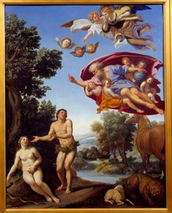 Gud irettesætter Adam og Eva Maleri af Domenico Zampieri (The Dominiquin) 1625 Søn. 0,95x0,75 m Grenoble, Museum of Fine Arts