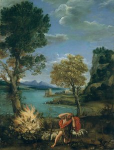 Landskab med Moses og den brændende busk af Domenichino