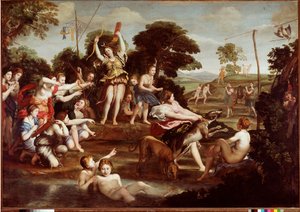 Jagten på Diana Maleri af Domenico Zampieri dit Il Domenichino (1581-1641) 1617 Dim.218x312 cm Rom Galleria Borghese - Jagten på Diana, af Domenico Zampieri a.k.a Il Domenichino (1581-1641). Olie på lærred, 218x312 cm