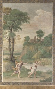 Apollo forfølger Daphne Fresco fra Villa Aldobrandini, 1617-1618 af Domenichino